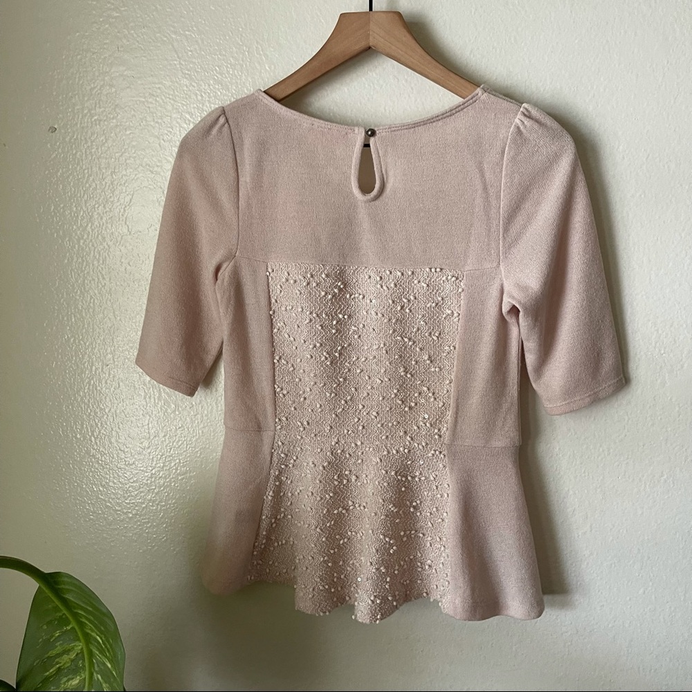 Anthropologie | Shimmer Boucle Peplum Top - Picture 6 of 8
